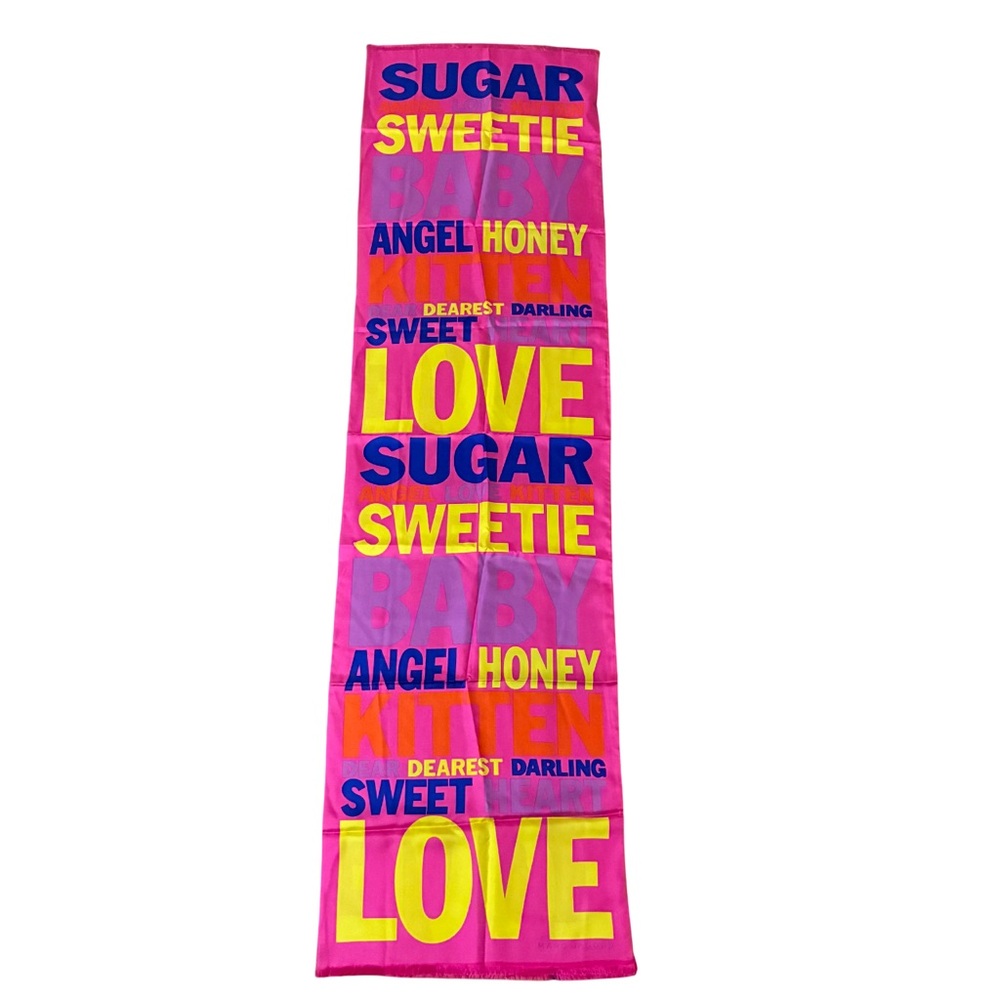 RARE VTG 90s Marc Jacobs Sugar Iconic Scarf 100% Silk Pink 16" x 58" Women’s